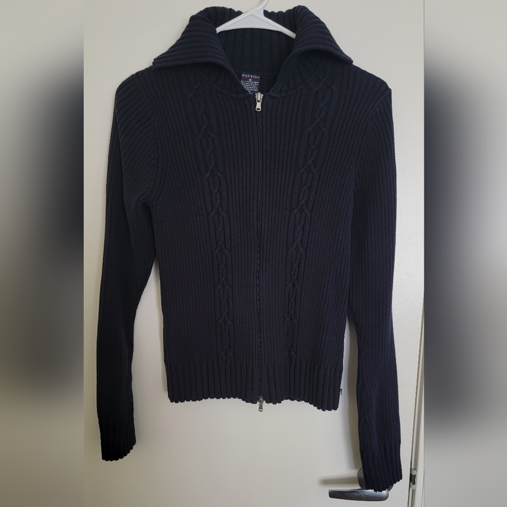 Vintage Nautica Navy Blue Zip Cardigan